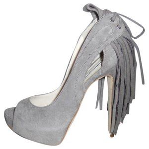 Brian Atwood Verner Suede Fringe Platform Pump w Tassel Fringe